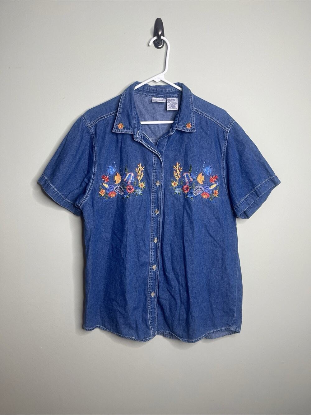 Bobbie Brooks Denim Jean Aquatic Shirt Sz XL